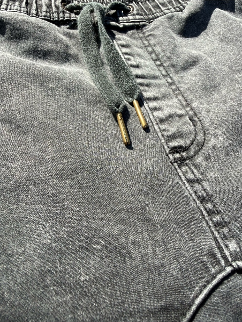 Zanerobe Sureshot Jogger Pants Mens 30 Grey Acid Wash Denim Cuffed Drawstring